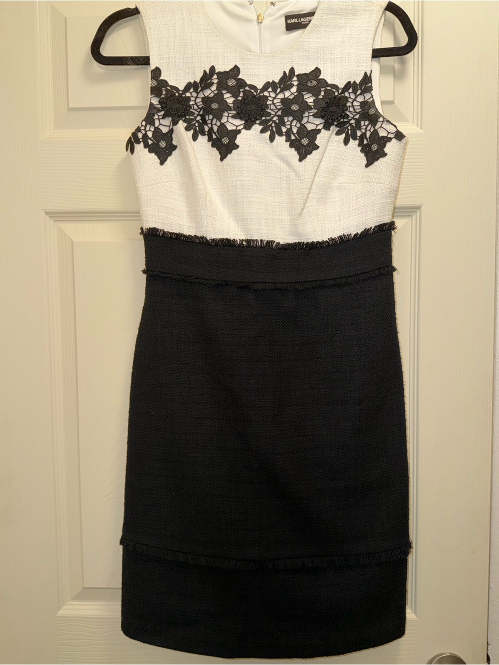 Karl Lagerfeld Black and White Tweed Pencil Dress- SIZE 2 - Picture 5 of 8